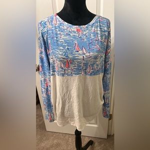 Lilly Pulitzer Finn Top Zanzibar Blue Boatilicious